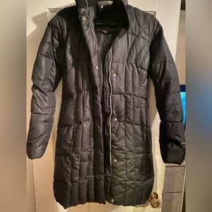 Eddie Bauer mid length winter coat with detachable fur hood
